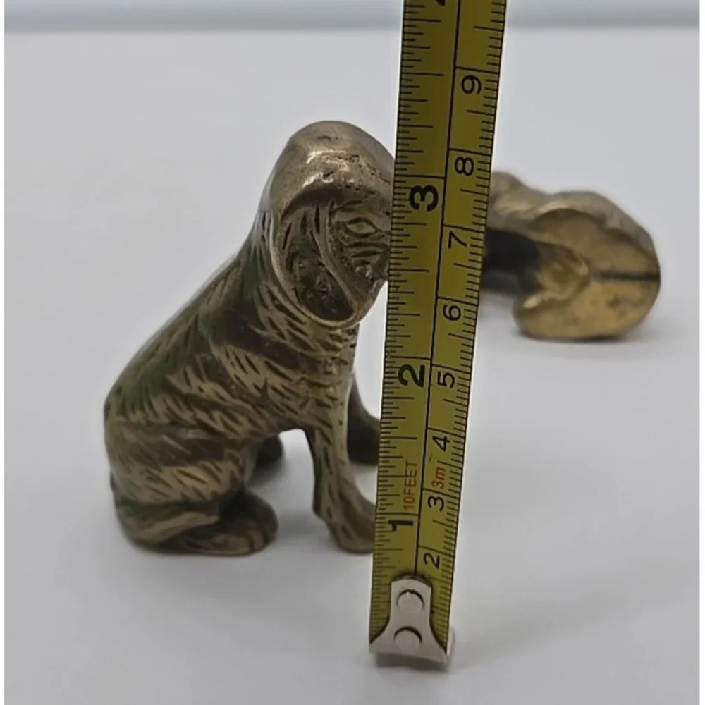 Vtg Brass Figurine Collectible Animal Heavy‎ Paperweight Dogs